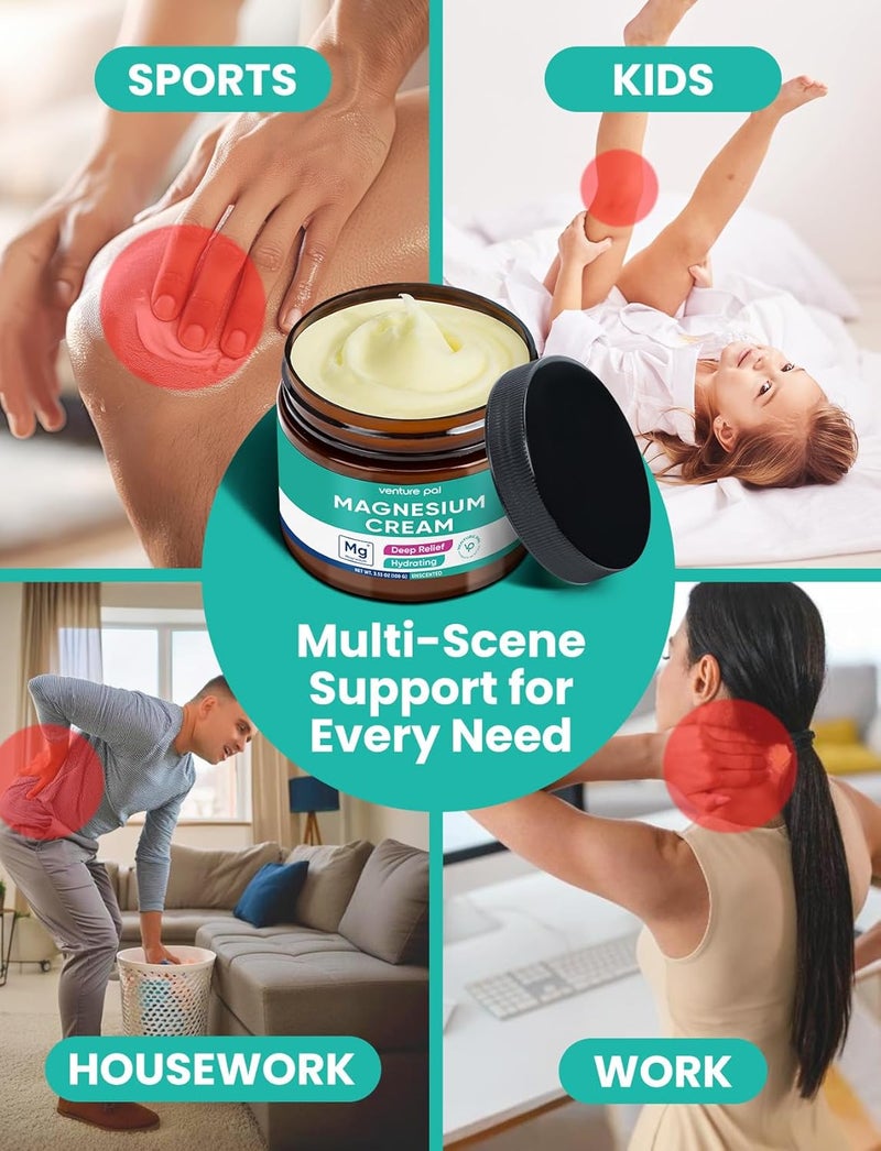 Venture Pal Magnesium Lotion, Topical Magnesium Cream, Leg & Muscle Relaxation with Coconut Oil, Shea Butter & Hyaluronic Acid, Safe for Kids - Image 4